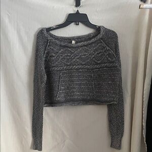 We The Free Charcoal Cable Knit Sweater
